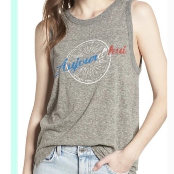 Current/Elliott Easy Muscle Tank Top Grey Red White Blue aujourd'hui Today Large - Picture 1 of 8